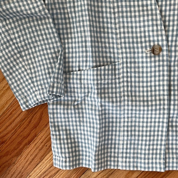Madewell 100% Linen Collarless Blazer in Gingham Check - Picture 4 of 13